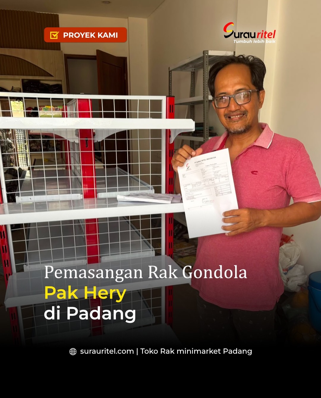 Pemasangan Rak Gondola Pak Hery di Padang