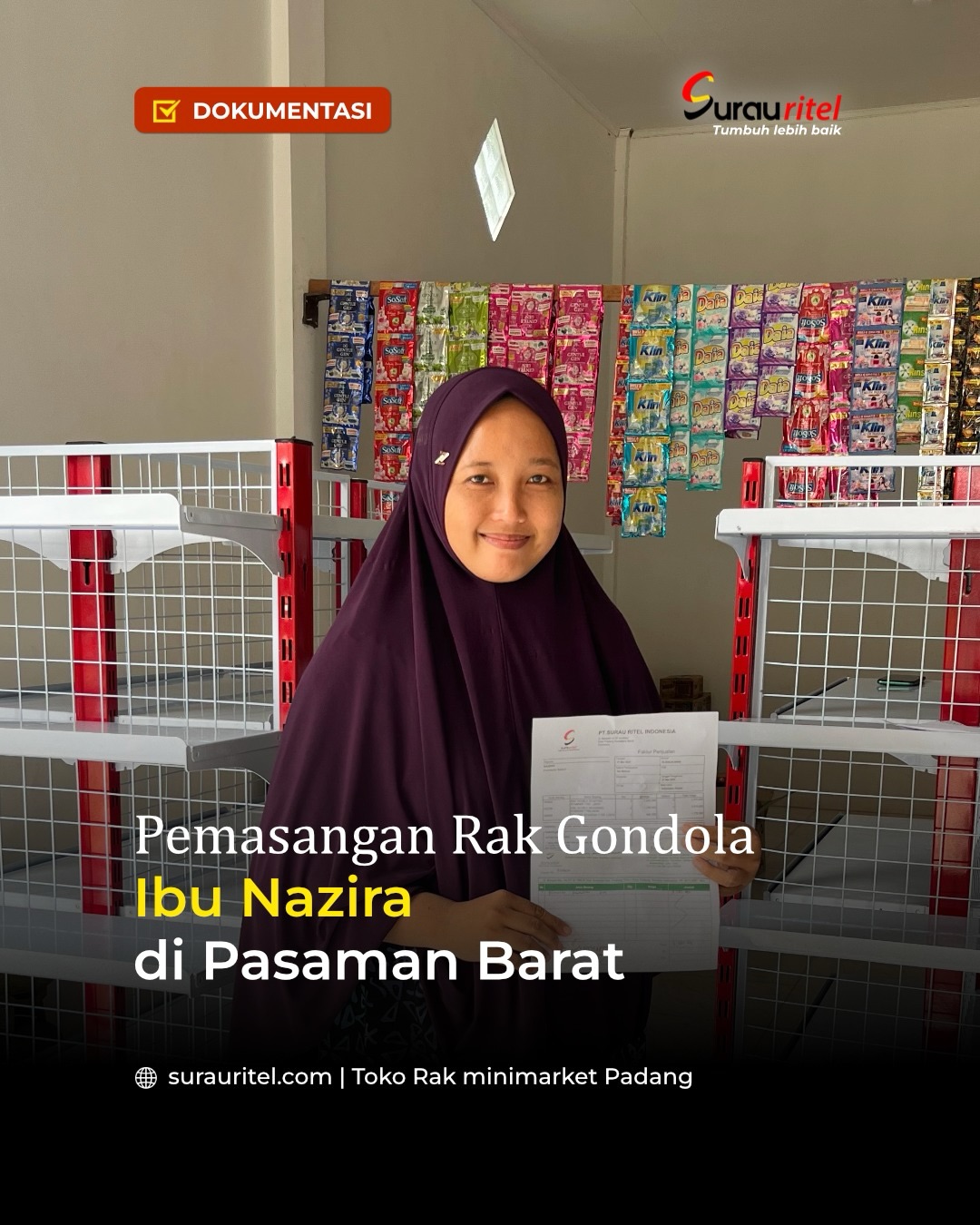 Pemasangan Rak Gondola Ibu Nazira di Pasaman Barat